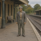 Generated painted context product asset - OO Scale Ready to Paint 1950s Artist Wearing A Beret