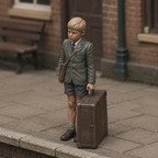 Generated painted context product asset - OO Scale Ready to Paint 1950s Boy With Large Suitcase