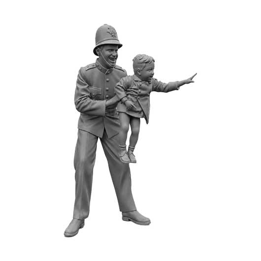 OO Scale Ready to Paint 1950s Policeman Posting Letter at Post Box