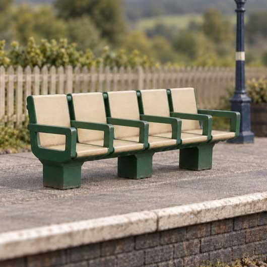 Ready to Paint Station Seating - Row of 5 - with Arms (4 pack)