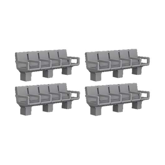 Ready to Paint Station Seating - Row of 5 - with Arms (4 pack)