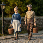 OO Scale Ready to Paint Victorian Boy and Girl Carrying Buckets