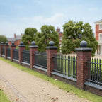 OO Scale Ready to Paint Brick Wall with Railings - Style 1 (3 pack)