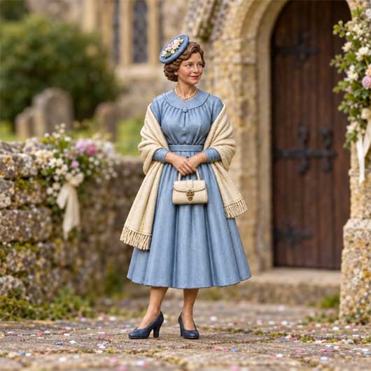 OO Scale Ready to Paint 1950s Wedding Guest with Dress, Shawl and Fascinator