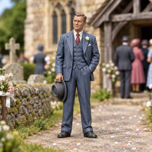 OO Scale Ready to Paint 1950s Wedding Guest Holding a Trilby Hat