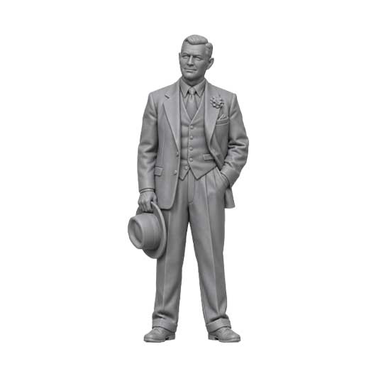 OO Scale Ready to Paint 1950s Wedding Guest Holding a Trilby Hat