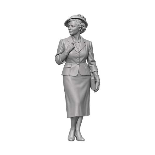OO Scale Ready to Paint 1950s Wedding Guest in Two-Piece Suit and Fancy Hat