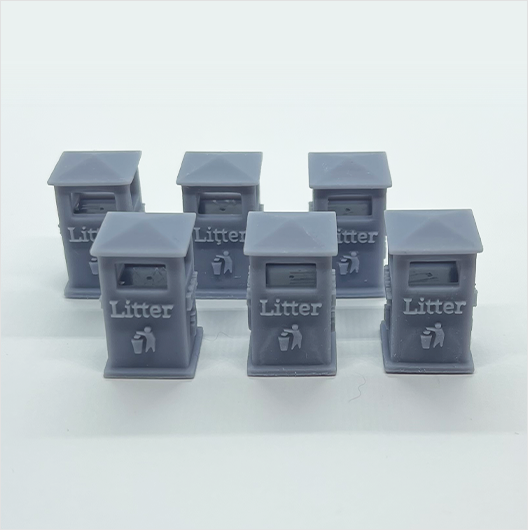 O Scale | Civic Litter Bin - Type 2 (6 pack)