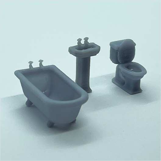 OO Scale | Bath, Basin and Toilet (3 pieces)