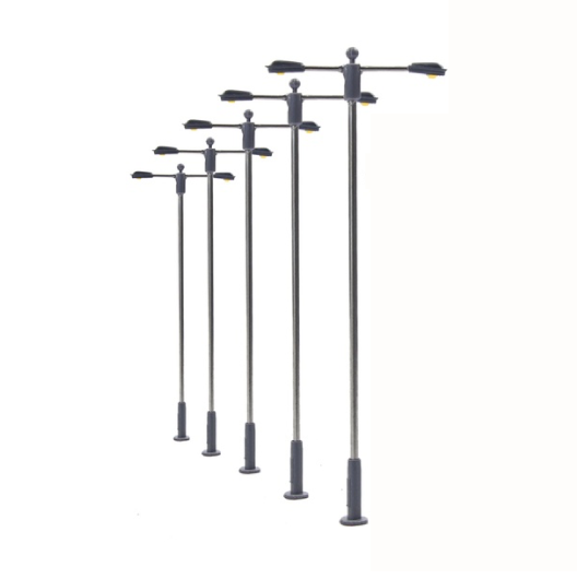 Scala N | Lampione stradale a doppia testa da 3 volt (confezione da 5)