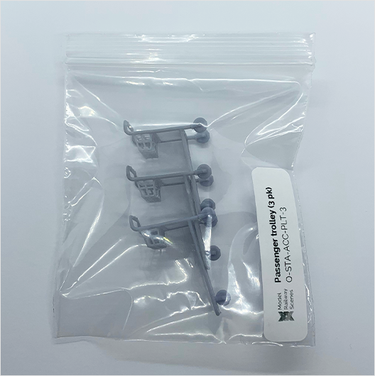 O Scale Ready to Paint Passenger Luggage Trolley (3 pack)